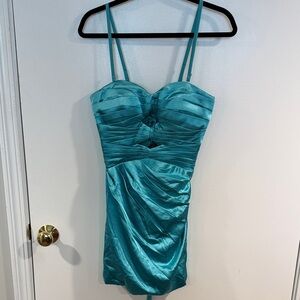 Elegant Teal Satin Dress